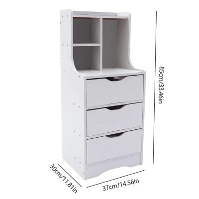High-quality white storage cabinet with drawers, ideal for bedroom or living room organization, stylish design for modern home decor, compact size 85cm high, perfect for maximizing space.