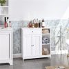 Stylish white bathroom cabinet with shelves and drawers for toiletries and towels, perfect for elegant and organized bathroom decor.