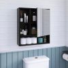 A modern wall-mounted bathroom cabinet with mirror, designed for organizing toiletries and beauty products, perfect for enhancing home or spa decor.