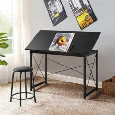 Modern art desk with adjustable angles for artists, designers, and students, perfect for creative work, drawing, painting, and showcasing artwork in a home or studio setting.