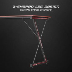 Gaming style X-shaped leg desk for enhanced stability and modern aesthetics. Perfect for gamers and home offices, offering a sleek design and durability.
