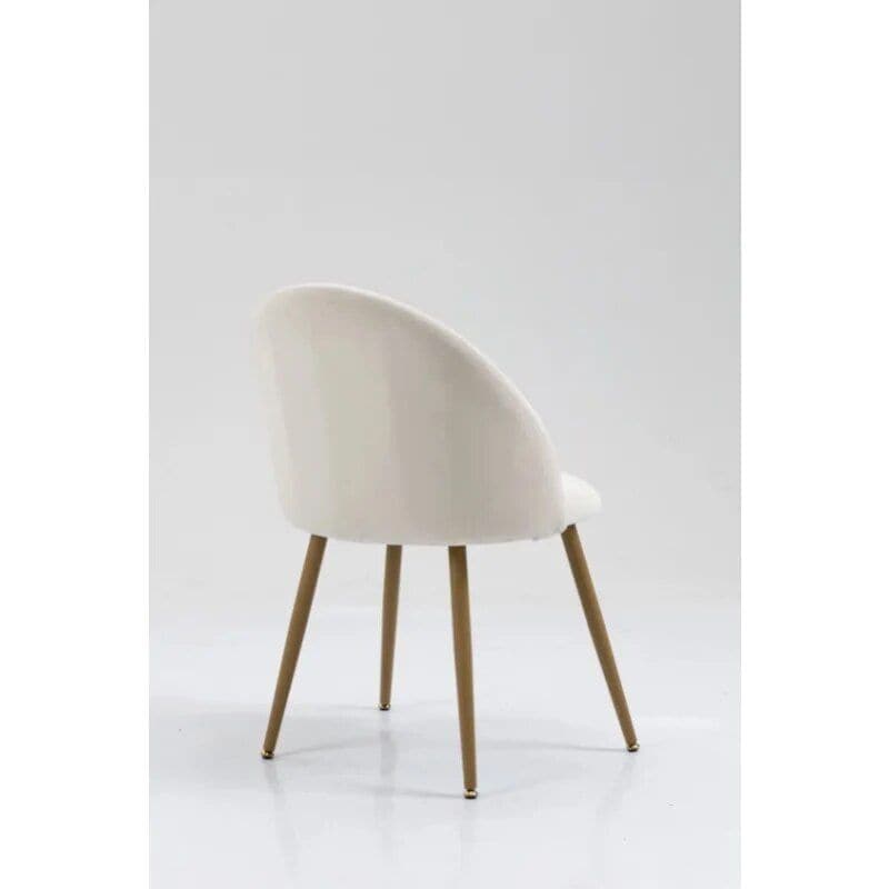 Comfortable, stylish white chair with wooden legs for optical stores and healthcare settings.