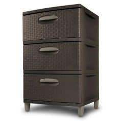 Sturdy 3-drawer storage unit with woven texture design, ideal for organizing office supplies and personal items. Space-saving and stylish storage solution for home or workplace.