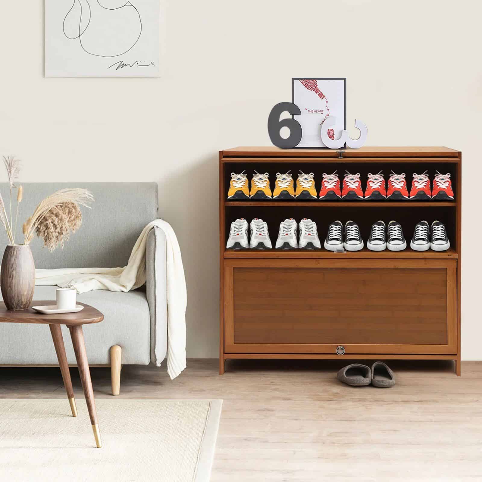 4-Tier Bamboo Shoe Rack Bench - Image 3