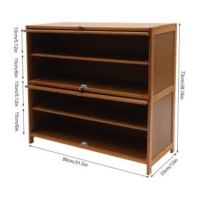 Durable wooden shoe rack with multiple shelves for organized footwear storage, ideal for entryways and closets.