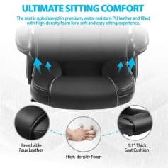 Premium leather ergonomic desk chair with high-density foam cushion for maximum comfort and support. Ideal for home or workplace, enhances sitting experience with durable, breathable faux leather material.