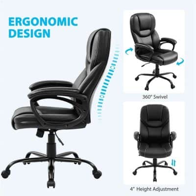 High-quality ergonomic office chair with 360° swivel, adjustable height, and cushioned support for optimal comfort and posture. Perfect for workplace or home office setups.