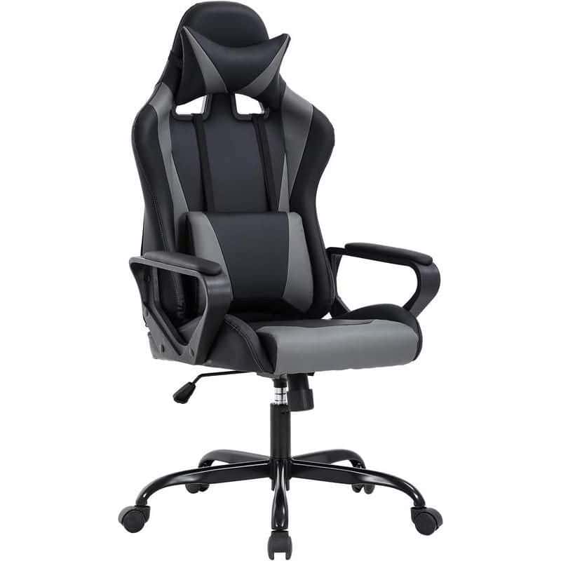 Ergonomic gaming chair with high backrest, adjustable armrests, and lumbar support for optimal comfort during long gaming or work sessions. Stylish design perfect for offices and gaming setups.