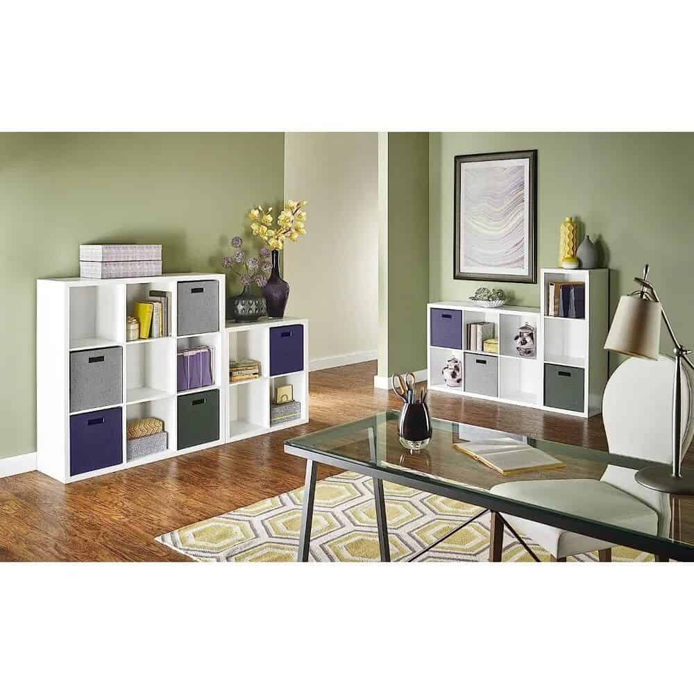 Stylish storage cubes with versatile options, perfect for organizing office or home spaces, featuring modern design, vibrant colors, and functional compartments, ideal for a clean, organized environment.