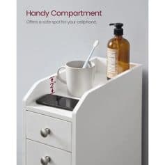 A sleek white cellphone holder with compartments for a phone, cup, and essentials, ideal for healthcare environments like Monalisa Store for convenient patient and staff use.