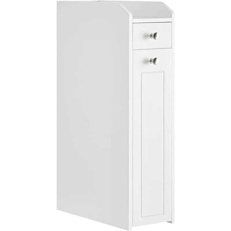 Elegant white storage cabinet with drawers for opticians and eyewear organization. Perfect for optometry offices to keep glasses, tools, and accessories tidy and accessible.