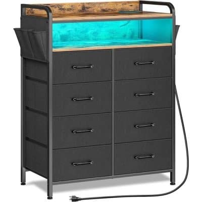 Durable black storage cabinet with multiple drawers, top shelf, and built-in UV sterilizer for medical tools. Ideal for clinics, hospitals, and dental offices to organize and sterilize equipment efficiently.