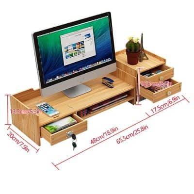High-quality wooden desk organizer featuring multiple drawers for stationery, gadgets, and accessories, ideal for office, home, or study desks, maximizing space and organization.