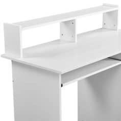 Lightweight, sleek white reception desk with a functional raised countertop and storage space, perfect for clinics and medical offices requiring professional, clean, and organized patient check-in areas.