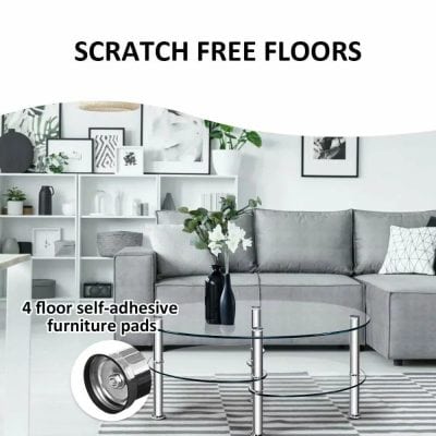Scratch-free floors with self-adhesive furniture pads for easy protection and placement. Perfect for maintaining pristine flooring during furniture setup or rearrangement.