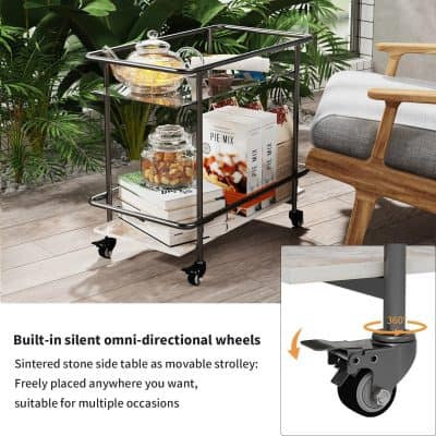 High-quality, versatile rolling side table perfect for organizing and transporting items effortlessly in medical, office, or home settings.