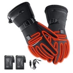 Heated electric gloves with adjustable temperature, rechargeable batteries, and USB charging for cold weather comfort and outdoor activities.
