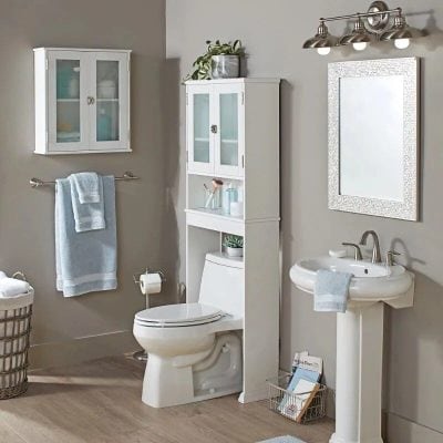 Elegant bathroom furniture and accessories at MonaLisa Store for modern home decor, including cabinets, mirror, toilet, and sink for a stylish and functional bathroom.