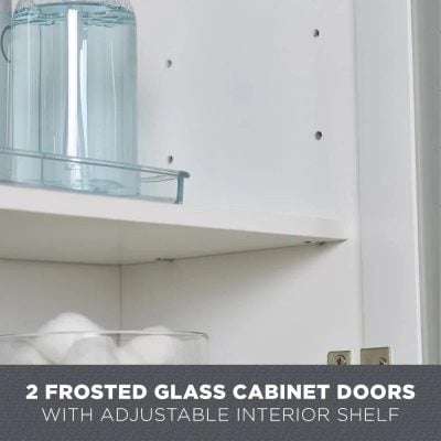 Optical storage solutions for eyeglasses and essentials. Modern frosted glass cabinet doors with adjustable interior shelf for organized eyewear storage. Ideal for optical clinics and stylish homes.