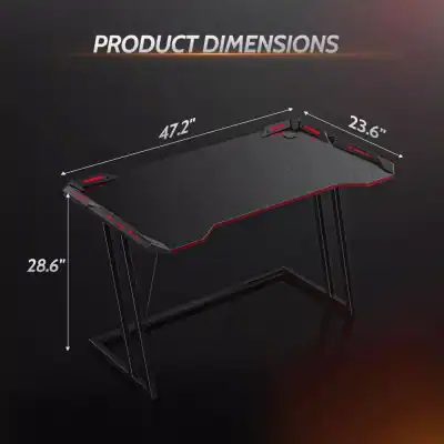 Stylish gaming desk with dimensions 47.2