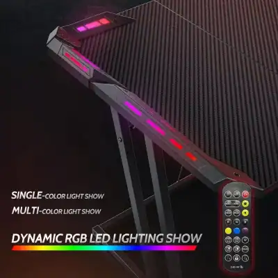 Flexible RGB LED lighting for gaming desks, with multi-color and single-color options, dynamic light shows, and remote control for customizable illumination and enhanced gaming experience.