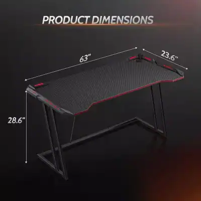 Durable gaming desk with dimensions 63