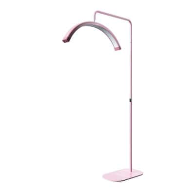 Pink LED desk lamp with adjustable arm, modern design for optimal lighting, perfect for kids or teens studying or reading, energy-efficient and space-saving.