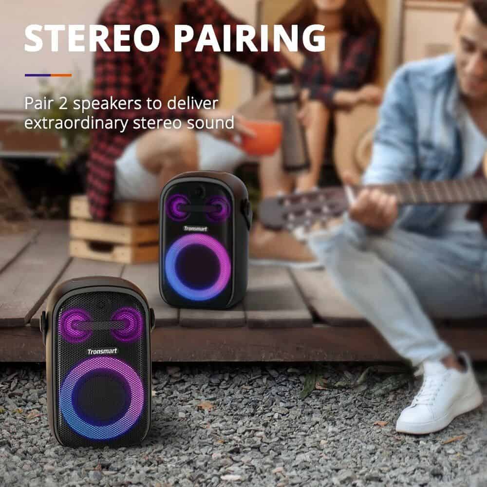 Wireless portable stereo speakers with colorful LED lights for high-quality sound. Perfect for outdoor gatherings, music lovers, and modern entertainment needs.