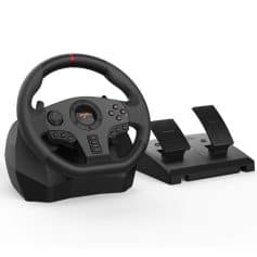 High-quality racing simulation steering wheel for immersive driving experience. Compatible with various gaming platforms, featuring precise controls and realistic design for racing enthusiasts.