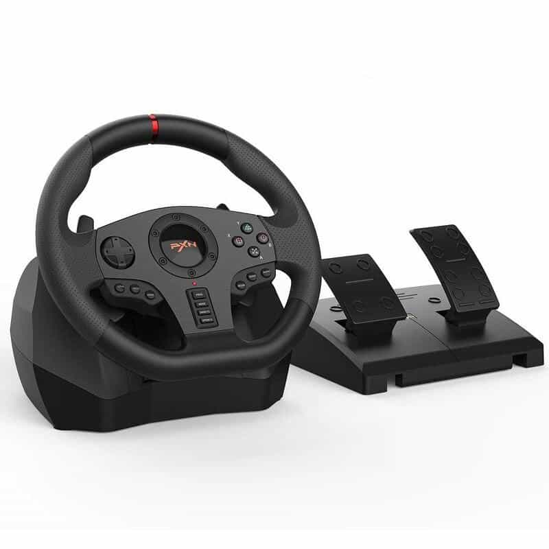 High-quality racing simulation steering wheel for immersive driving experience. Compatible with various gaming platforms, featuring precise controls and realistic design for racing enthusiasts.