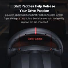 Enhanced steering with ergonomic shift paddles for racing-inspired control and fun.