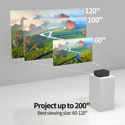 High-quality projector projecting up to 120 inches for clear, large-scale viewing, ideal for movies, gaming, and presentations at Monalisa Medical Store.