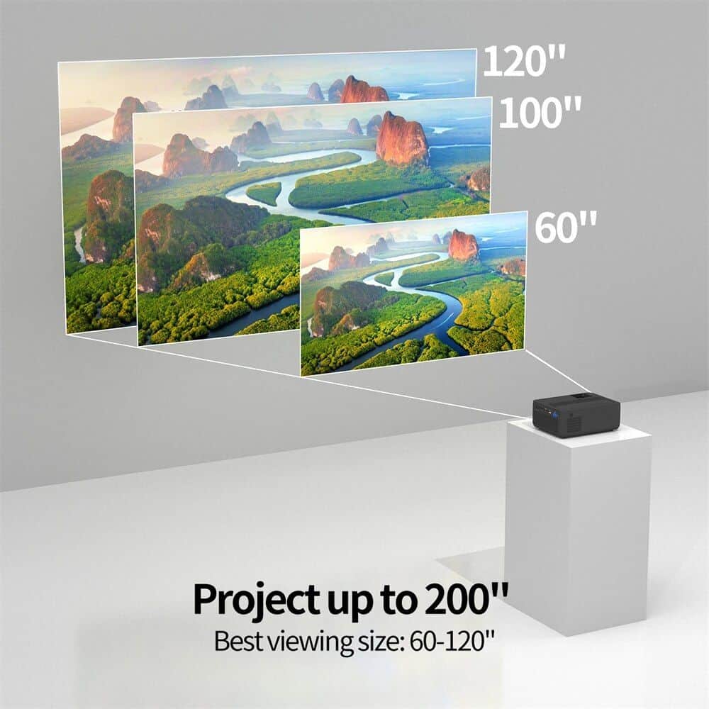 High-quality projector projecting up to 120 inches for clear, large-scale viewing, ideal for movies, gaming, and presentations at Monalisa Medical Store.