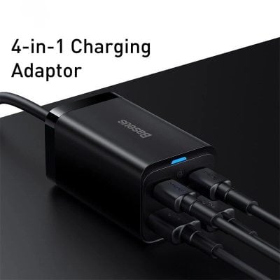 High-speed 4-in-1 charging adapter for electronic devices, ideal for tech enthusiasts and professionals needing quick, efficient power solutions for multiple gadgets at Monalisa Store.