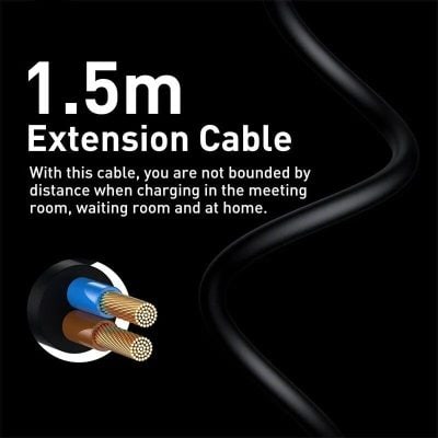 2. High-quality 1.5m extension cable from Monalisa Store, perfect for charging devices in meeting rooms, home, or office without distance limitations. Durable and reliable for everyday use.