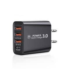 Universal smart charger with multiple USB ports for fast charging.