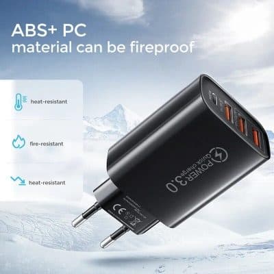 High-quality USB-C fast charger for electronics, compatible with various devices, safe and durable for daily use.