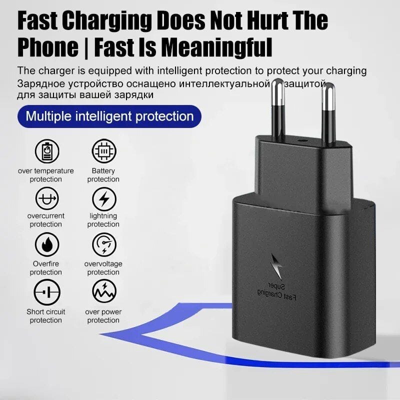 Smartphone fast charger for quick, safe device charging. Compatible with various smartphones, featuring multiple protections for reliable and efficient power delivery.