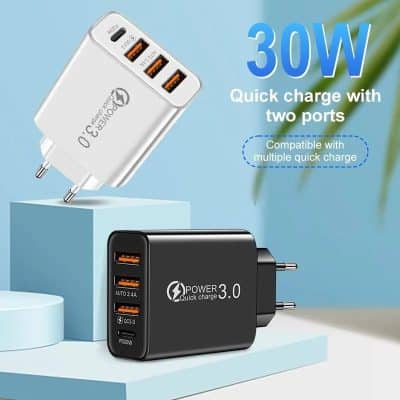 Advanced fast charging USB wall charger for phones and devices.