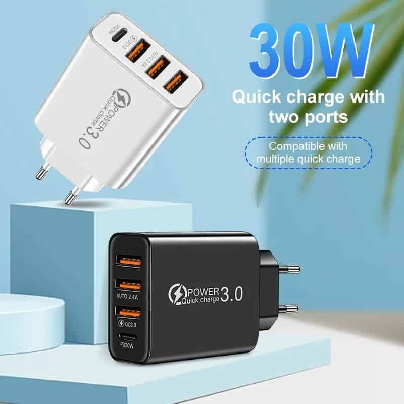 Advanced fast charging USB wall charger for phones and devices.