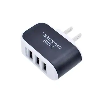 Compact 3-Port USB Charger Adapter for Fast Data Transfer and Charging.