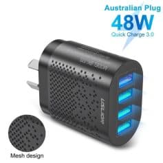 USB Wall Charger, 48W Quick Charge 3.0, Mesh Design, Australian Plug.