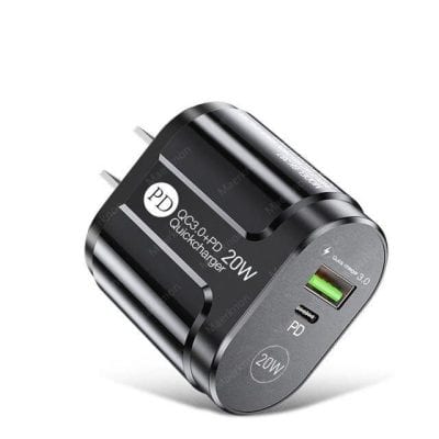 High-speed 20W PD USB-C fast charger for smartphones and tablets, compatible with 3.0 quick charging, lightweight and reliable power adapter, perfect for travel and everyday use.