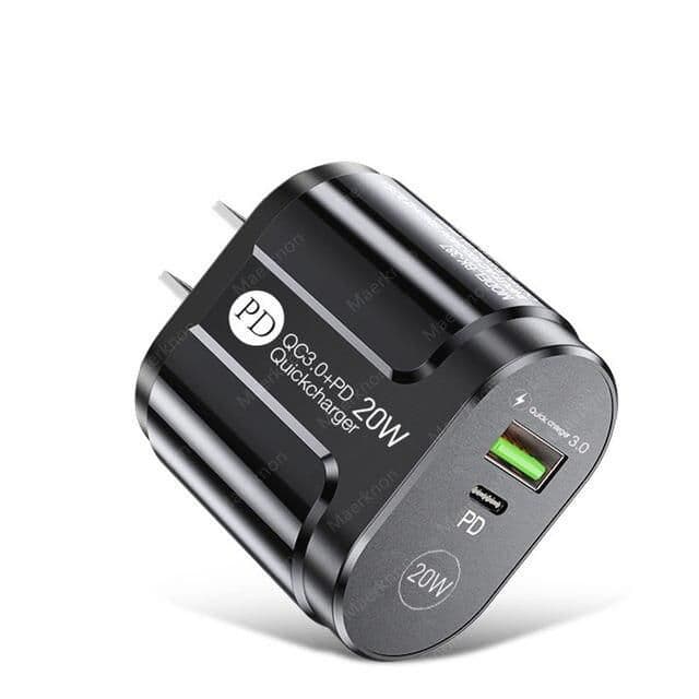 High-speed 20W PD USB-C fast charger for smartphones and tablets, compatible with 3.0 quick charging, lightweight and reliable power adapter, perfect for travel and everyday use.