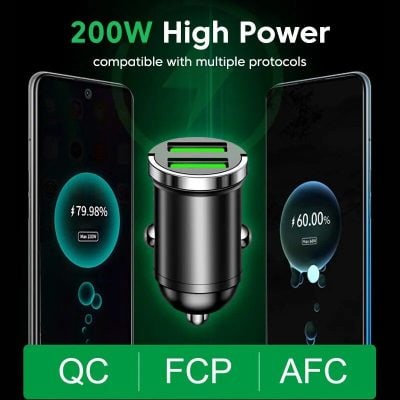 Fast charging mobile phones with high power 200W, compatible with multiple protocols for quick and efficient power delivery.