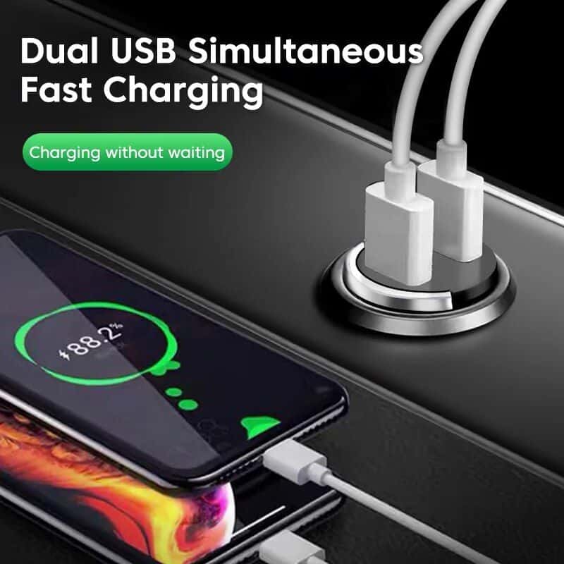 Dual USB fast charging cable for quick device power-up, compatible with smartphones and tablets. Perfect for simultaneous charging needs, ensuring speedy power delivery without delay.