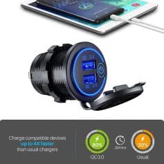 Enhance your vehicle's charging with this dual-port USB charger, compatible with quick charge devices, ensuring fast and efficient power for your smartphones and gadgets during road trips.