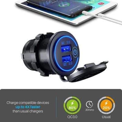 Enhance your vehicle's charging with this dual-port USB charger, compatible with quick charge devices, ensuring fast and efficient power for your smartphones and gadgets during road trips.