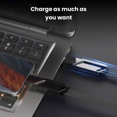 High-capacity portable charging device for versatile electronic devices.