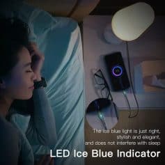 LED ice blue sleep indicator light for better rest and sleep quality. Stylish and elegant, does not interfere with sleep, perfect for bedroom or bedside table.